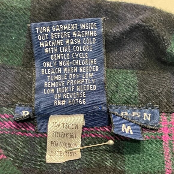 Ralph Lauren Plaid 100% Cotton Ruffle Flannel Shirt Dress Medium Black/Green - Picture 10 of 10